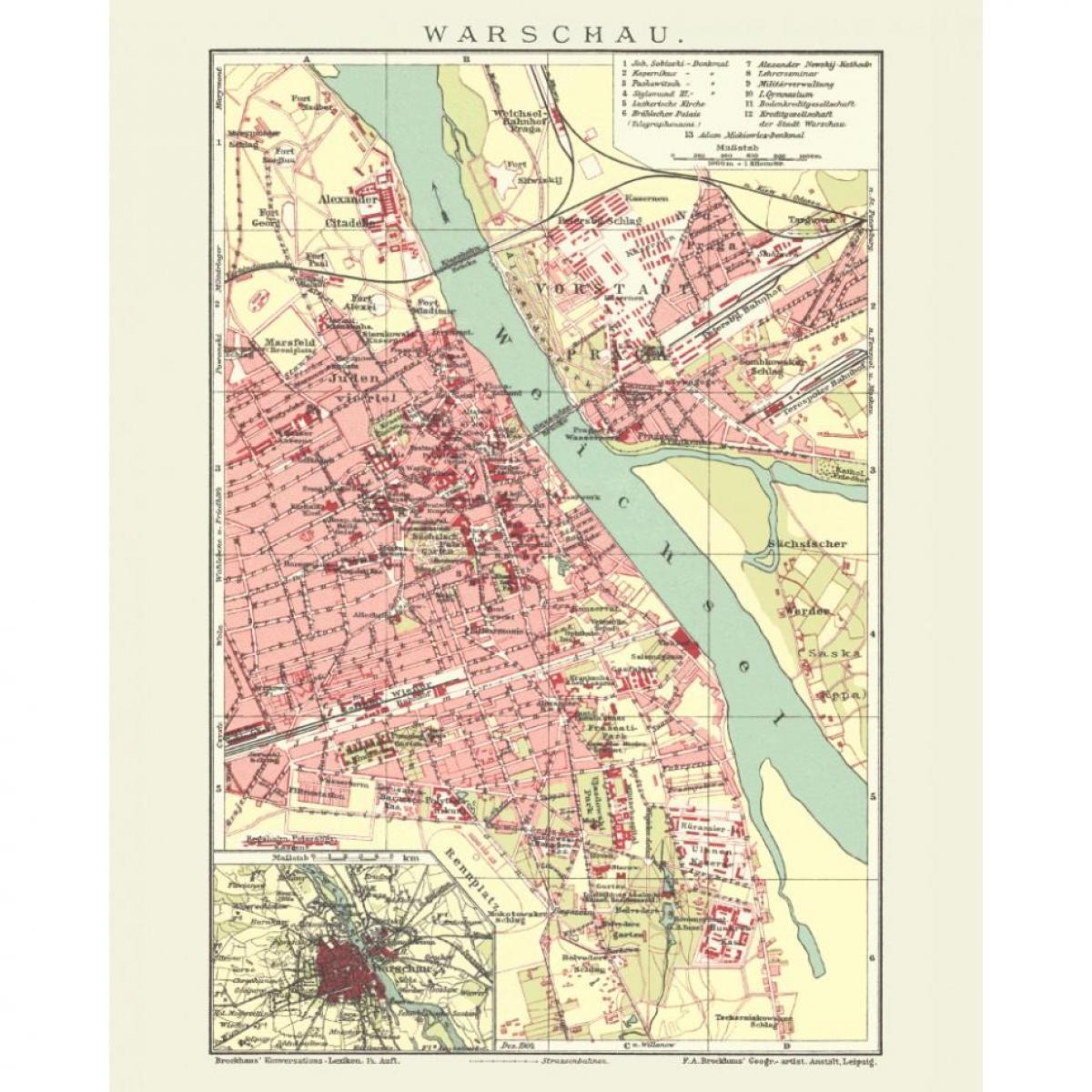 orașul vechi din Varșovia arată hartă