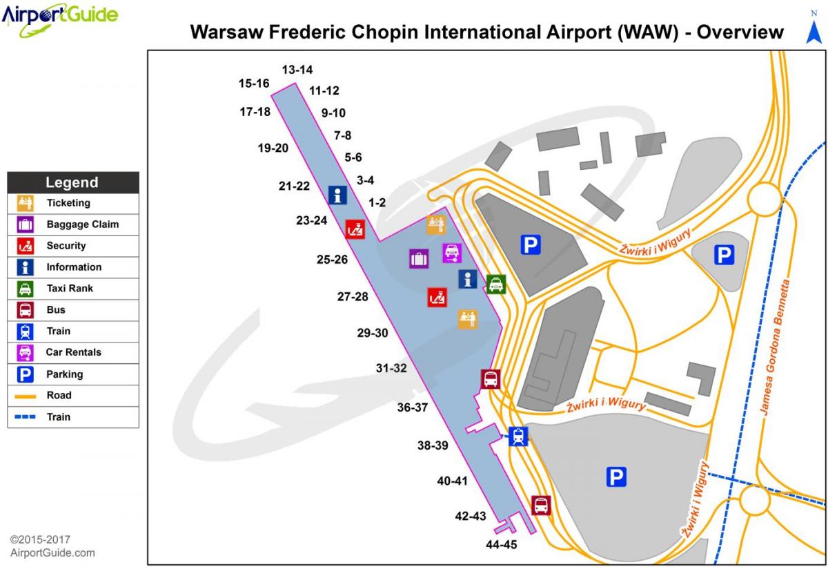 Varșovia frederic chopin aeroport hartă