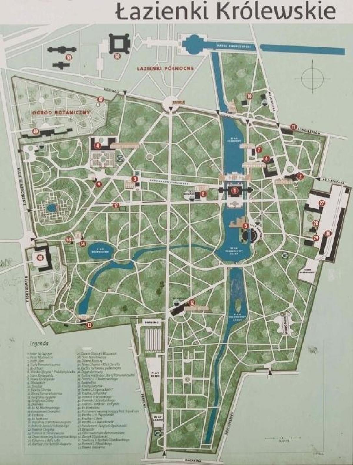 lazienki park Varșovia arată hartă