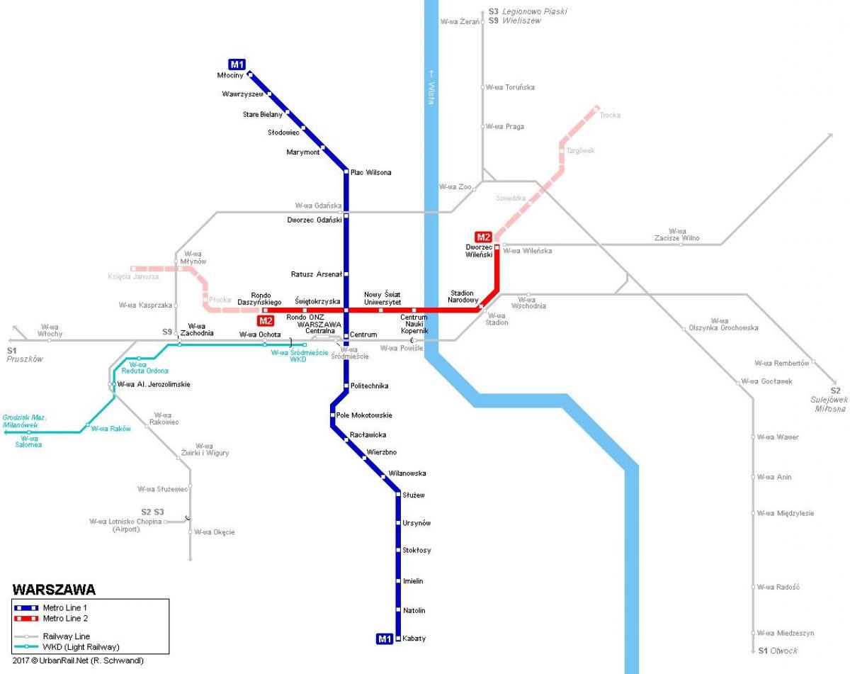 harta metrou din Varșovia, polonia