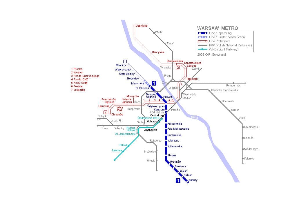 Varșovia hartă de metrou