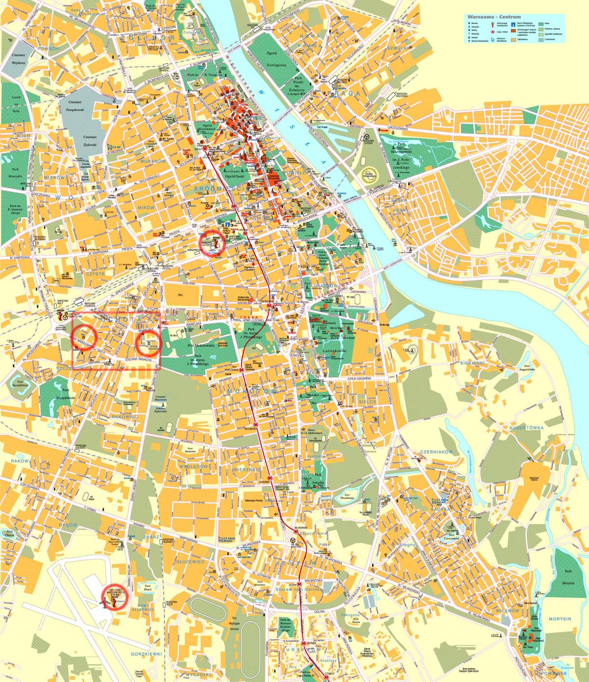 harta strada din Warsaw city centre