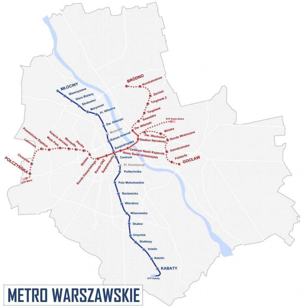 Hartă de metrou din Varșovia 2016