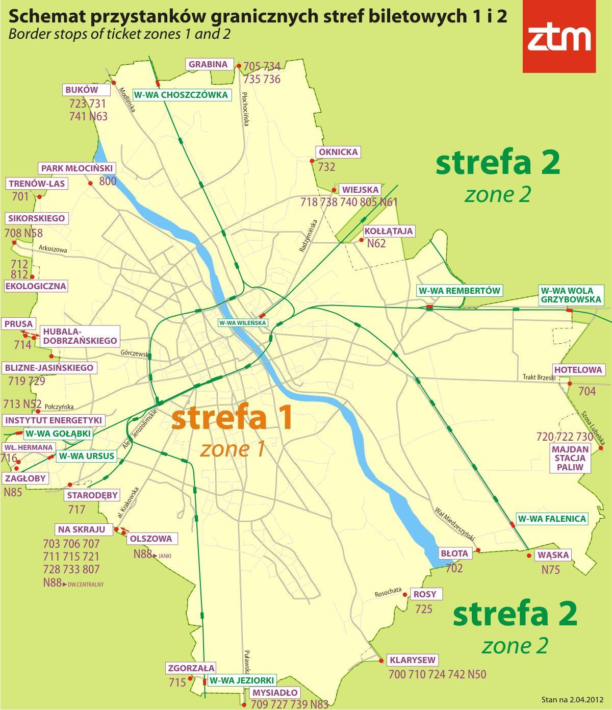 Varșovia zona 1 arată hartă