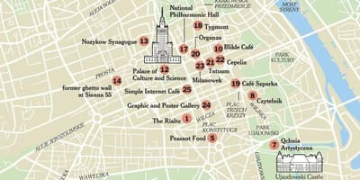 Harta Varșovia cu atracții turistice