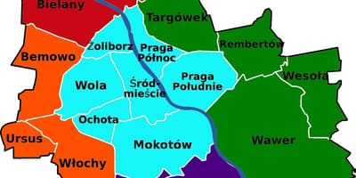 Harta Varșovia raioane 